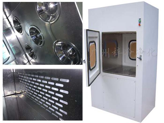 風淋傳遞窗配H14高效過濾器，過濾掉0.5微米及以上的塵埃。