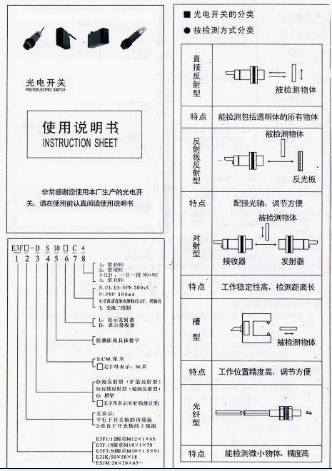 風淋室光電開關(guān)使用說明書 風淋室光電開關(guān)使用說明書